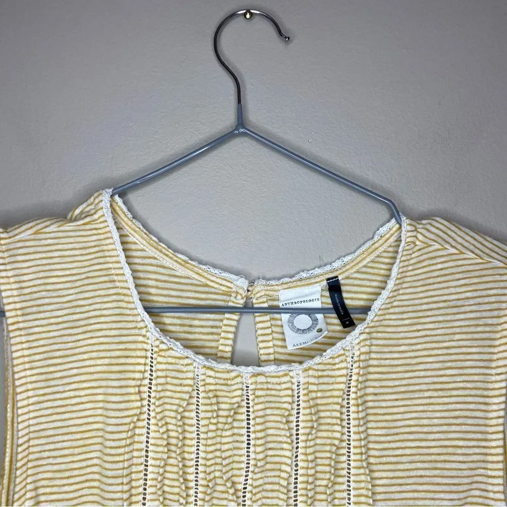 Anthropologie | Akemi & Kin Yellow/White Striped Flowy Tank Top Size Medium - Picture 5 of 8